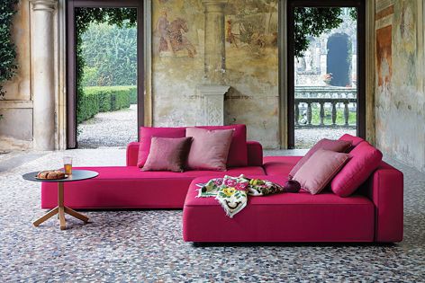 The Dandy sofa system is available in a range of fabrics and is suitable for use in outdoor settings.