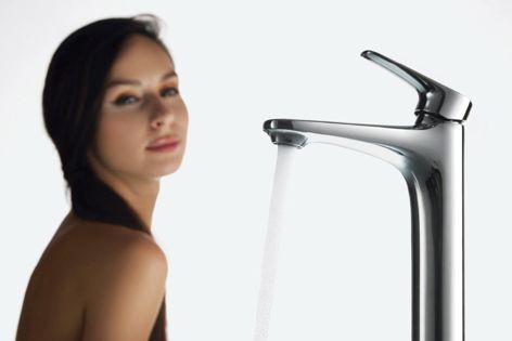Bravat’s Source Series basin mixer is available in a range of sizes and with a chrome or matt black finish.