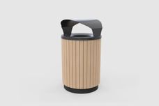 Outdoor litter bins with blonde timber slats