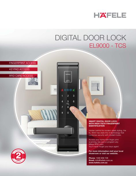 Digital door lock from Hafele