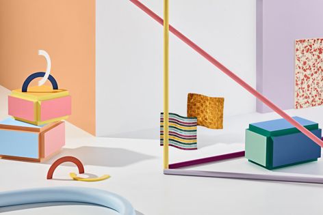 Dulux palette Revive is playful and joyful, featuring soft blue and lilac, vibrant emerald green, warm yellow and accents of pink.