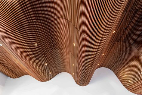 Screenwood Western red cedar panels were used at H+H Architects’ Beryl Grant Community Centre. Photography: Lee Griffith.