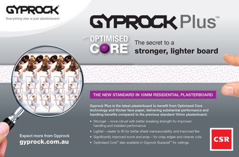 Gyprock Plus plasterboard by CSR Gyprock