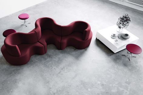 The Cloverleaf sofa, designed by Verner Panton, is part of the Verpan Collection.