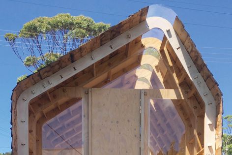 Ecoply plywood was specified for Adriano Pupilli Architects’ IMBY kit, a modular structure assembled using expressed timber friction joints. Image: Courtesy Adriano Pupilli.